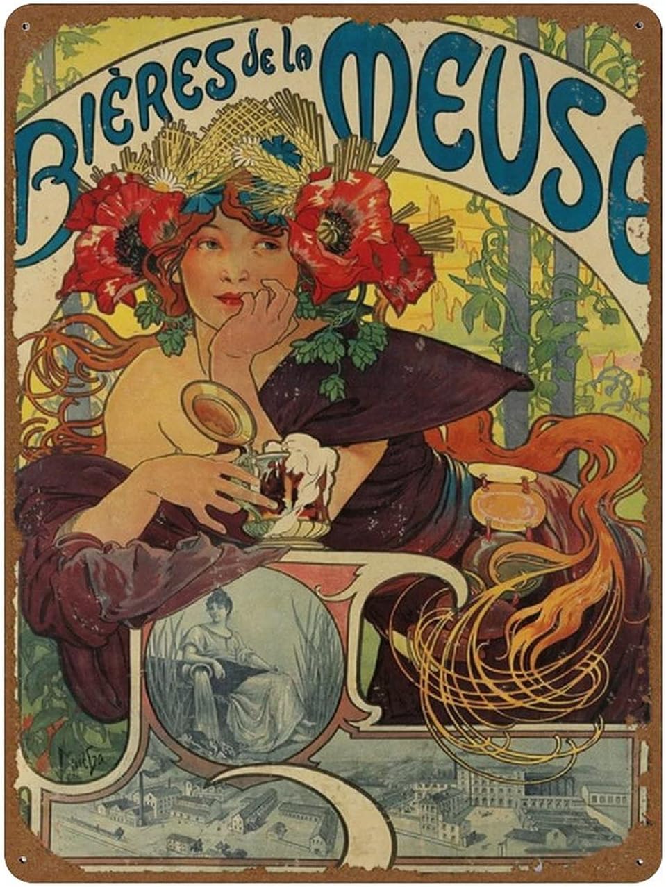 Wine Beer Mart - ビエール・デ・ラ・ムーズ フランス 1897 アルフォンス・ムシャ ヴィンテージ ビール