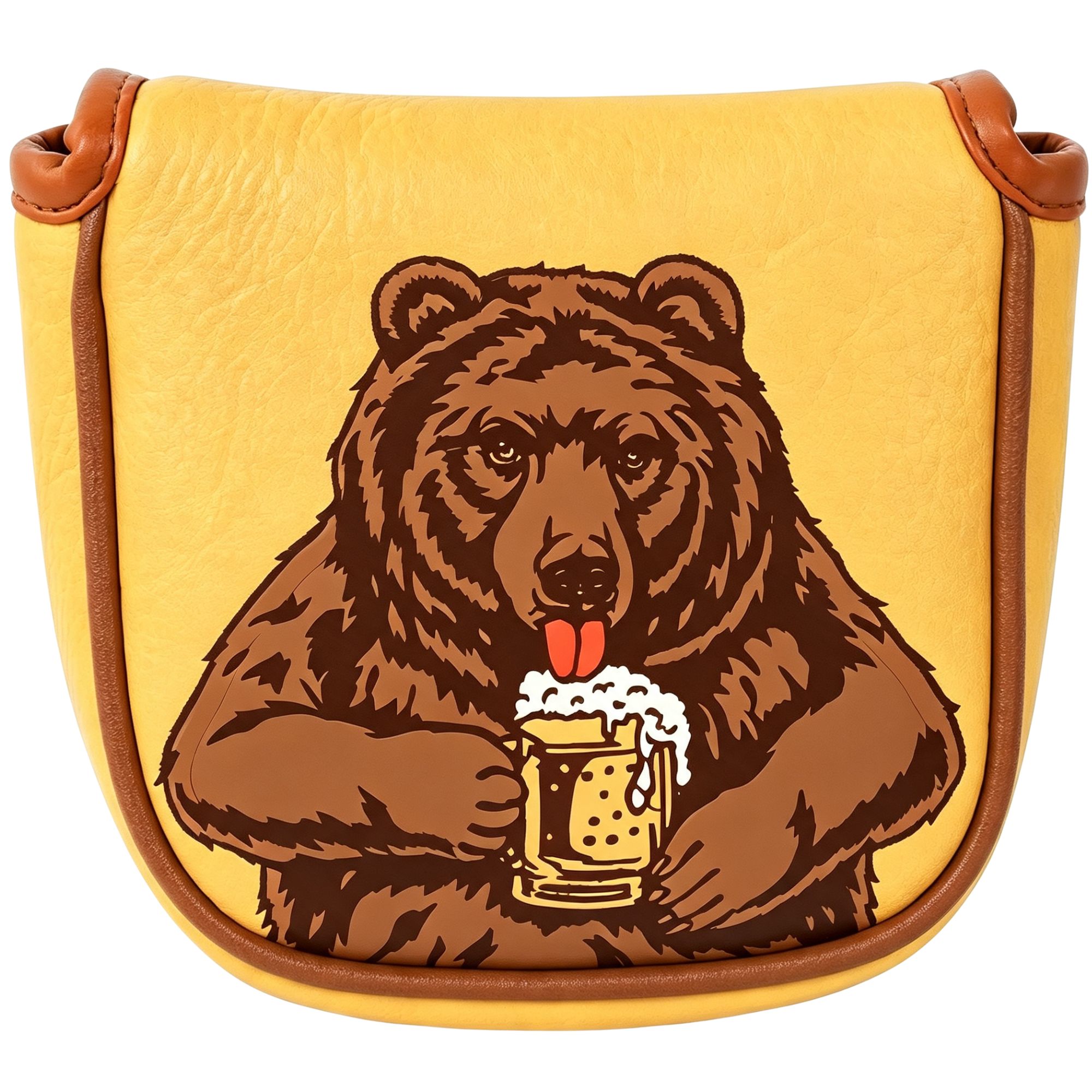 Beer & Wine Downtown - スカル刺繍ゴルフマレットパターヘッドカバー ビールベアデザイン付き ほとんどのブランドに対応、男性ゴルファー向けゴルフアクセサリー クリスマス