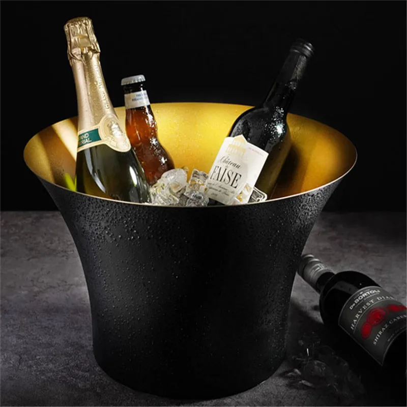 Ice Bucket Silver - 大型シャンパンバーバケット ビールバケット バケツ 304ステンレス鋼 鹿の頭耳 ゴールド