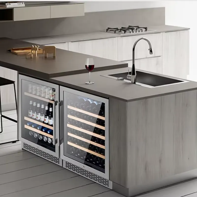 Wine Beer Fridge Dual Zone - 48本収納 ワインクーラー デュアルガラスドア ビールクーラー 冷蔵庫 ドリンクバー