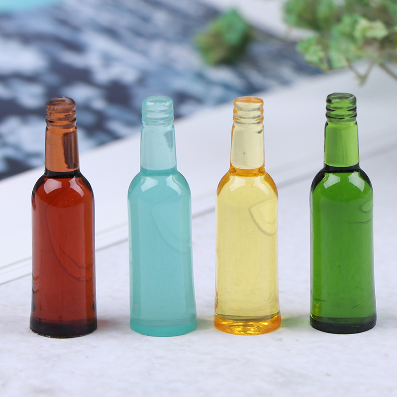Wine In Beer Bottle - 6 個 1:12 ドールハウスミニチュアビールワインドリンクボトル人形キッチンアクセサリー子供のための創造的な遊び