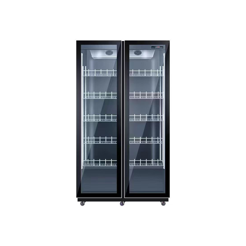Wine Beer Dual Zone - 両開きエアコン付き冷蔵庫飲料陳列キャビネット調整可能棚ワインビールセルフサービスアルコール冷蔵庫