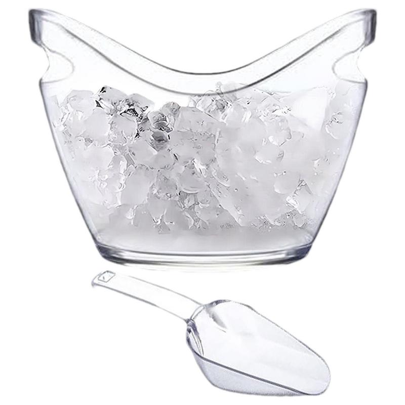 Ice Bucket Silver - クリアアイスバケツ 飲料浴槽 スクープ2個付き ハンドル冷却 ワイン用大型アイスバケツ シャンパンバー用品