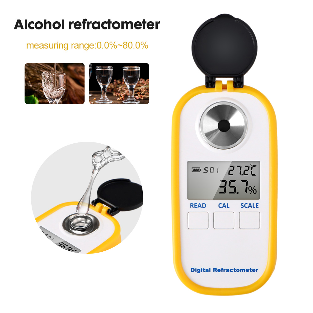 Wine Beer And Spirit - デジタルアルコール屈折計 0-80% 高精度 LCD ディスプレイホワイトスピリットテスタービール酒ワイン屈折計比重計