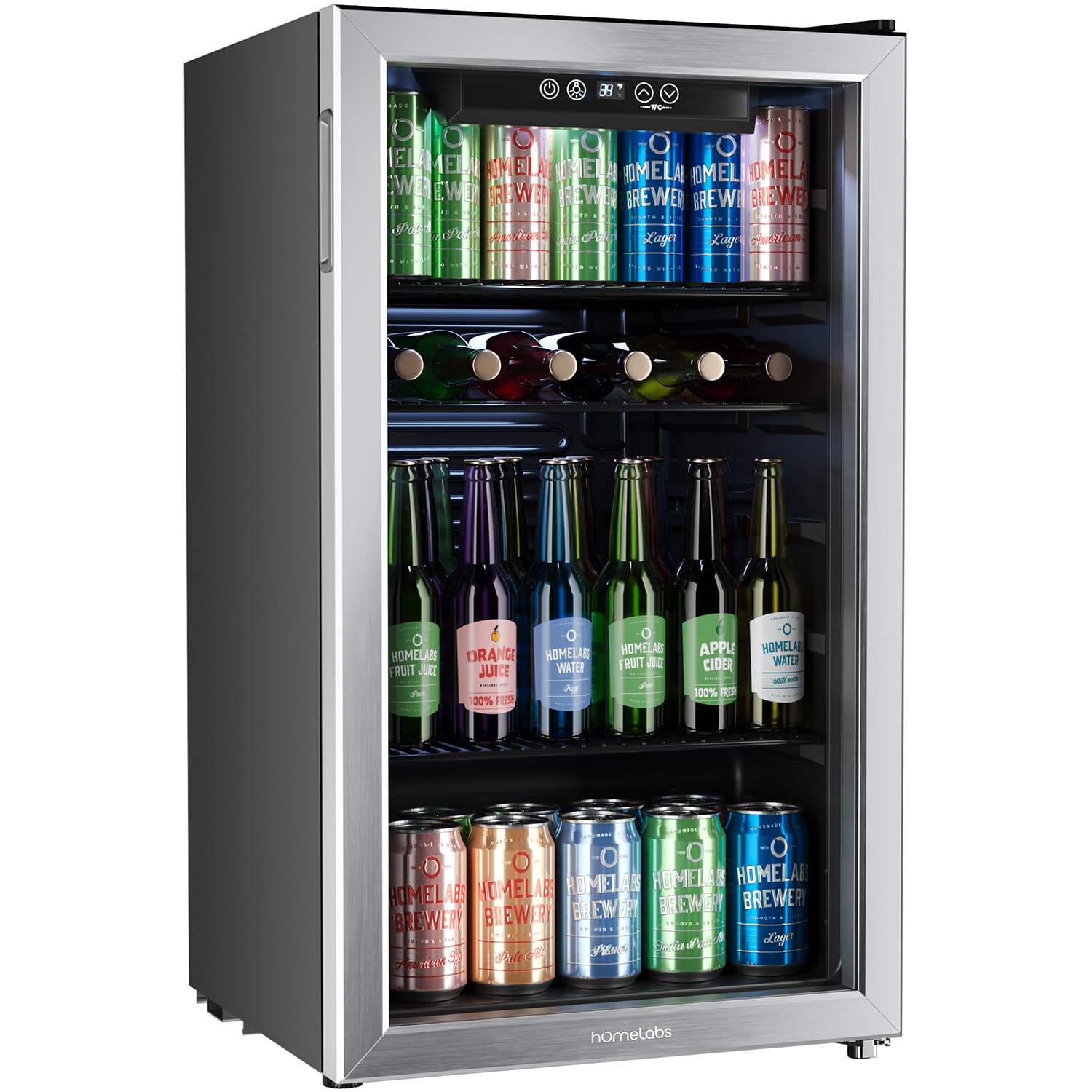 Wine Beer Fridge Small - 飲料用冷蔵庫・クーラー - ソーダ、ビール、ワイン用ガラス扉付きミニ冷蔵庫 - 120缶収納可能 -