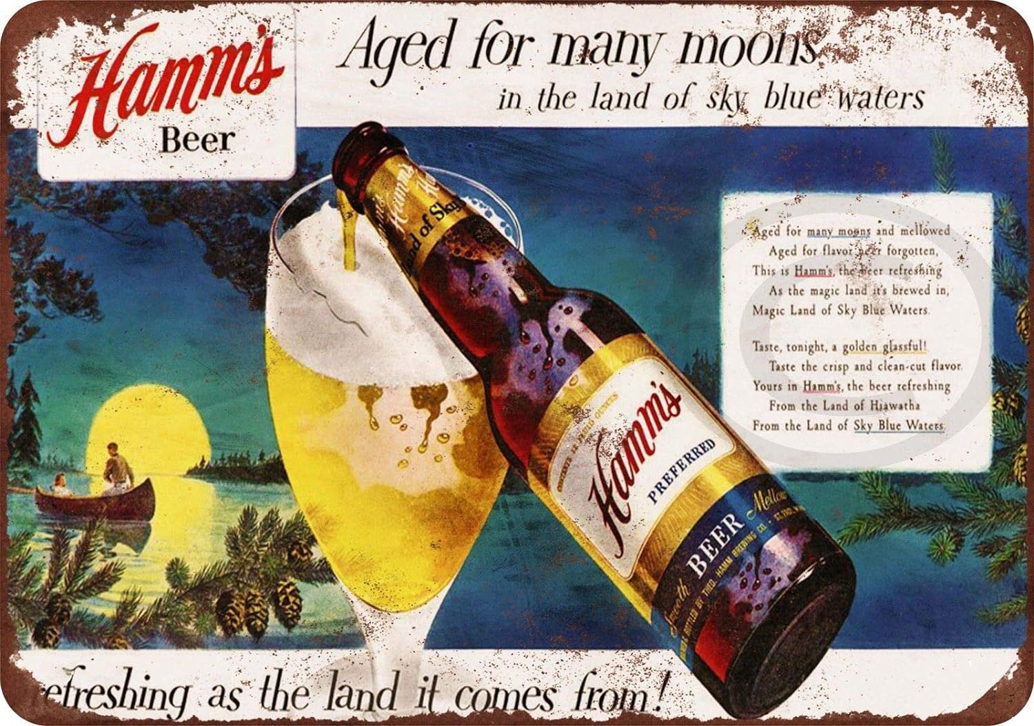Wine X Beer - ブリキ看板 8インチ x 12インチ パティオ、パブ、ガレージ、自宅、理髪店、ワインセラー用 1953年
