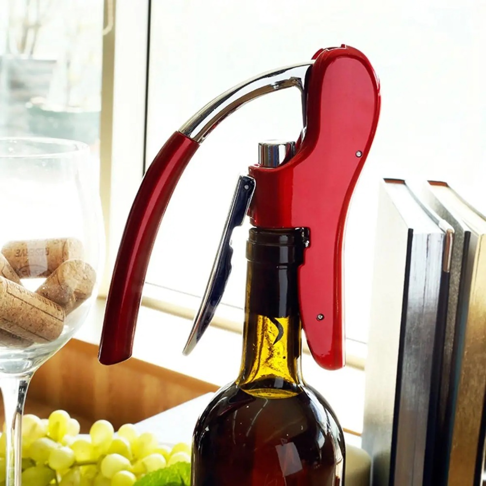 Wine In Beer Bottle - ステンレス鋼のワインオープナー,ツールとコード付きの栓抜き,革ケース,ビールの栓抜き,ホイルカッター,ワイン愛好家への贈り物