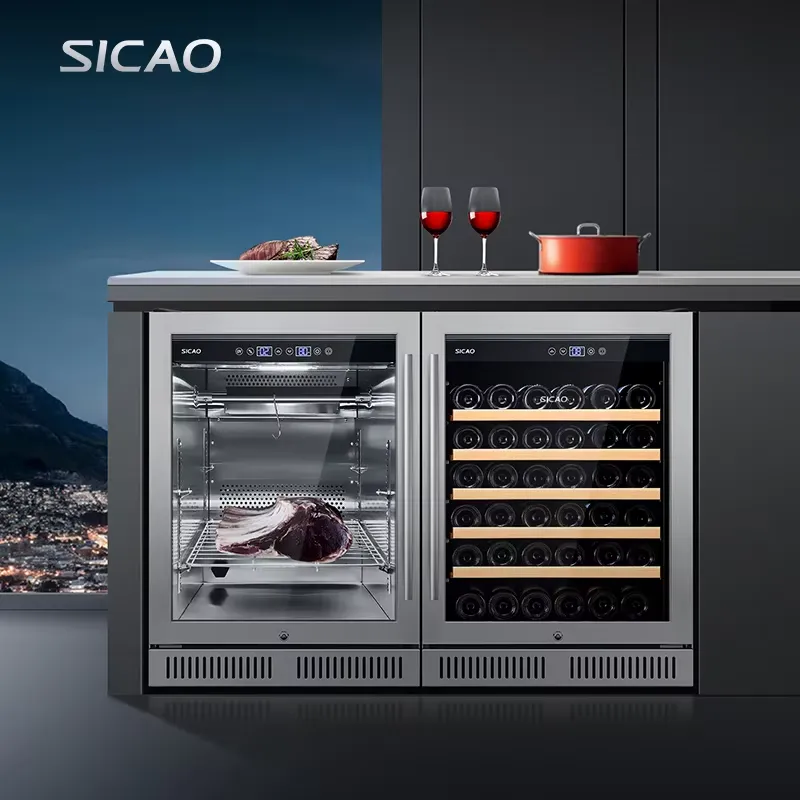 Wine Beer Fridge Dual Zone - アンダーカウンター ドライエイジング冷蔵庫 ワインビールクーラー サイドバイサイド冷蔵庫 バーキャビネット 業務用