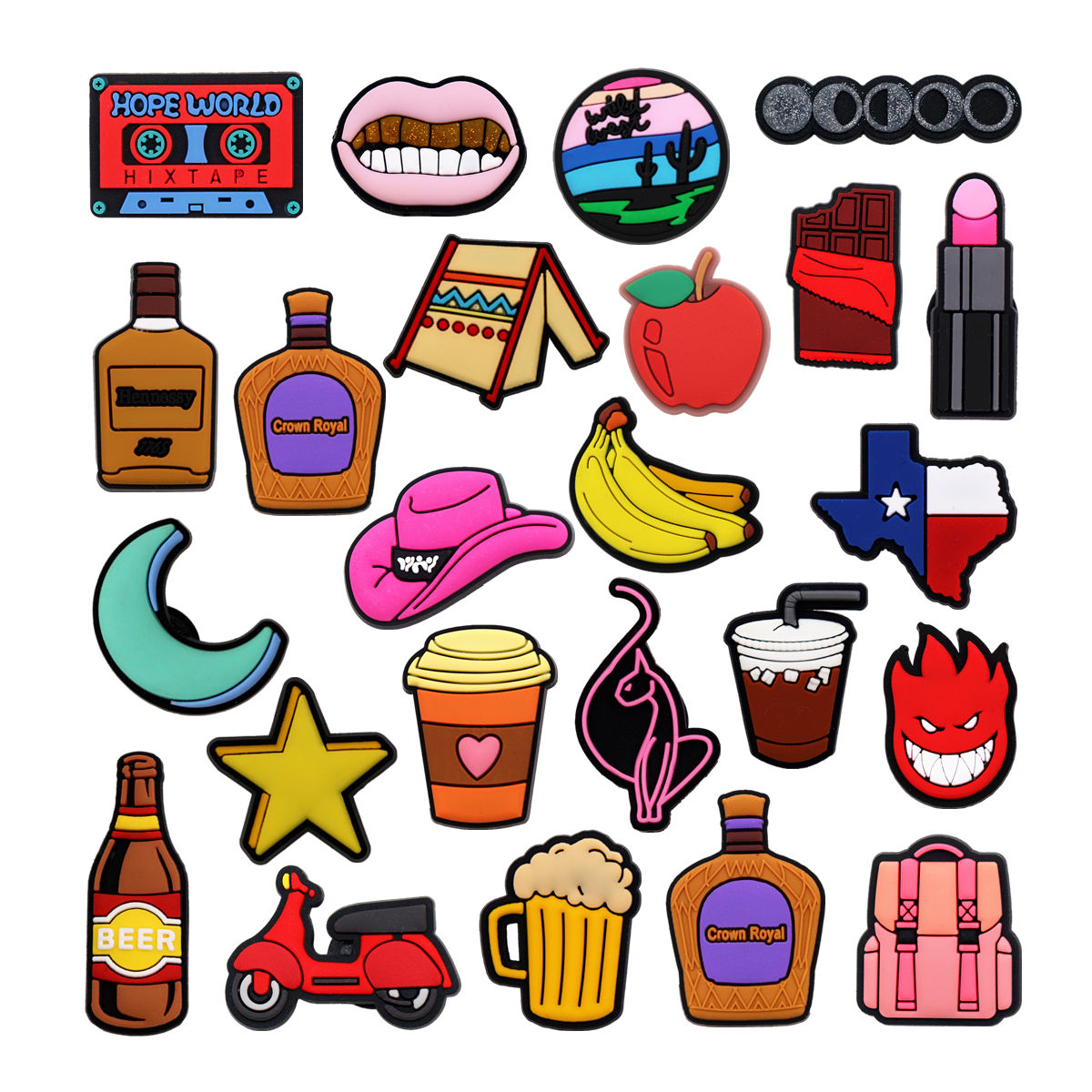 Wine X Beer - 1 個ノベルティ靴チャームアクセサリービールワイン音楽カウボーイハット PVC 靴アッパーバックル装飾クリスマスパーティー友人ギフト用