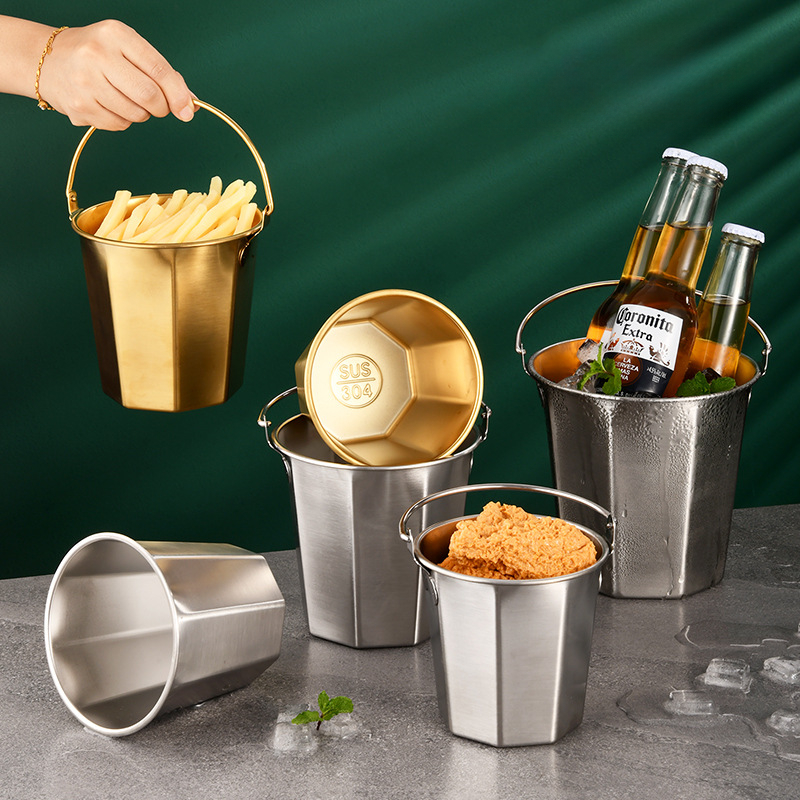 Ice Bucket Silver - 304 ステンレス鋼ミニアイスバケツバー KTV スナックバケツフレンチフライバケツ家庭用キッチン収納