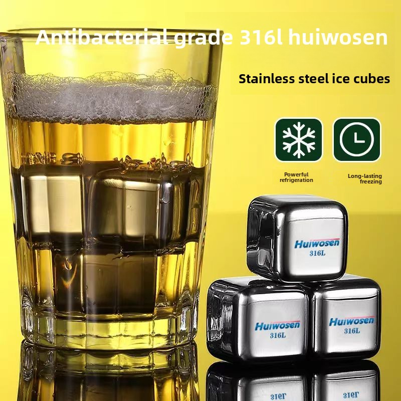 Wine Whiskey Beer - 316 ステンレス鋼アイスキューブリサイクル家庭用 304 金属インスタント冷凍アイスペレットビールウイスキーアイスワイン冷却