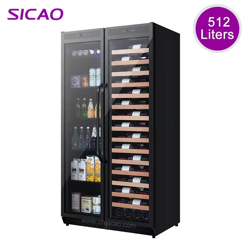 Wine Beer Fridge Dual Zone - ビルトイン飲料冷蔵庫 ダブルドアワインクーラー 大容量ビール冷蔵庫 アンダーカウンターバー キッチン 家庭用