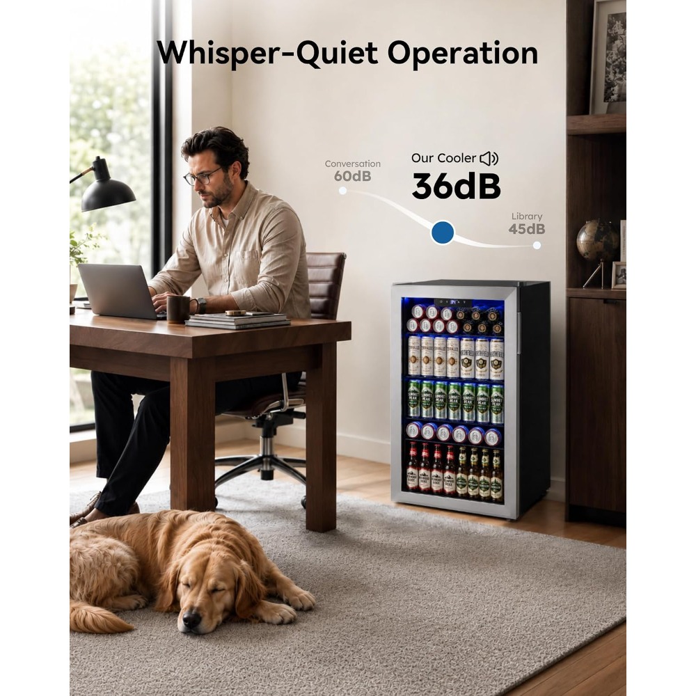 Wine Beer Fridge Small - 126缶ミニ飲料冷蔵庫、ガラス扉付きソーダ・ビール・ワイン用クーラー、家庭用バー向け小型冷蔵庫、カスタム