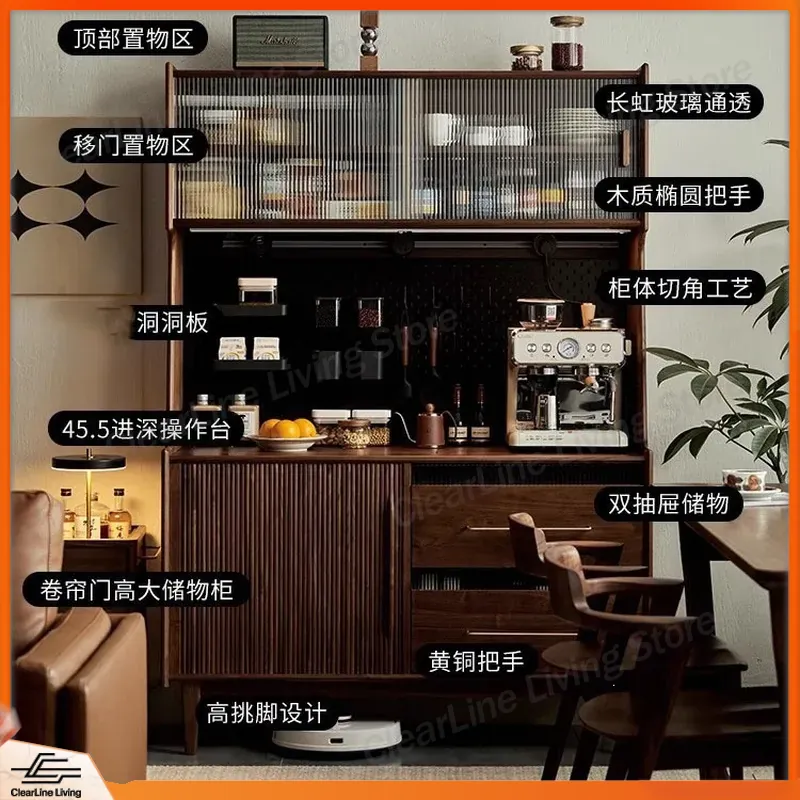 レトロな無垢材のリビングルームワインキャビネット、ガラス扉付 - Wine Whiskey Beer のレビューと価格