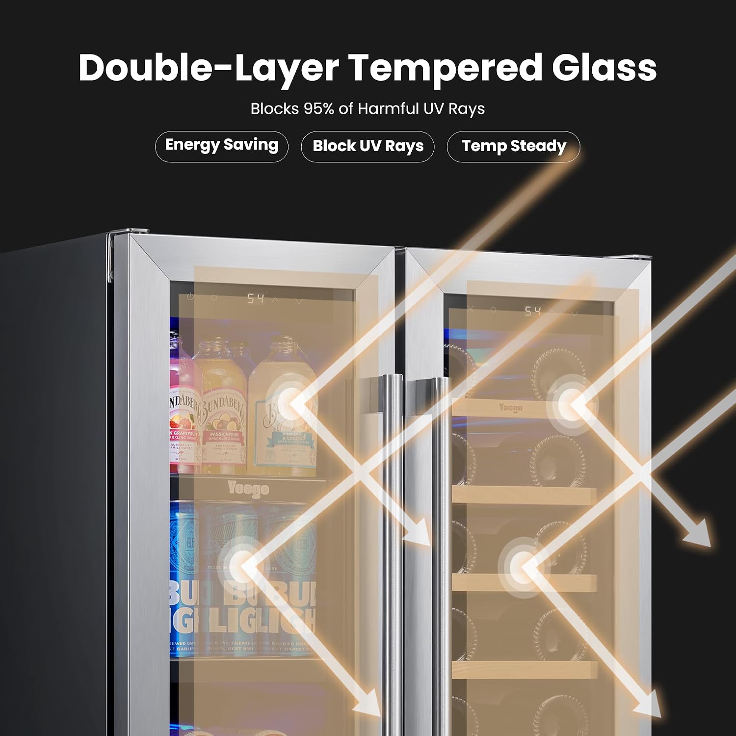 Yeego 24インチ ワイン＆飲料冷蔵庫 - ガラス扉付き - Wine Beer Fridge Dual Zone のレビューと価格