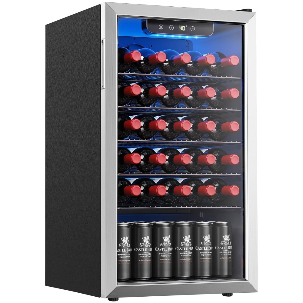 128缶ミニ飲料冷蔵庫、ガラス扉付きソーダ・ビール・ワイン用 - Wine Beer Fridge Small のレビューと価格