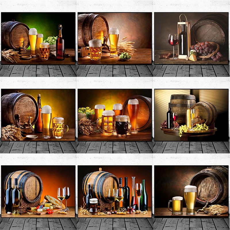 キッチンバー赤ワインぶどうビールボトルキャンバス絵画静物北欧 - Wine In Beer Bottle のレビューと価格