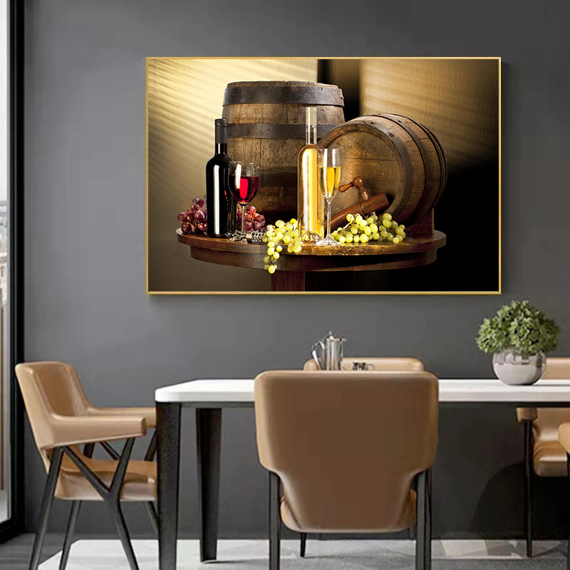 キッチンバー赤ワインぶどうビールボトルキャンバス絵画静物北欧 - Wine In Beer Bottle のレビューと価格