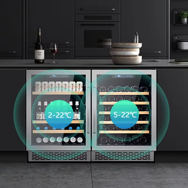 48本収納 ワインクーラー デュアルガラスドア ビールクーラ - Wine Beer Fridge Dual Zone のレビューと価格