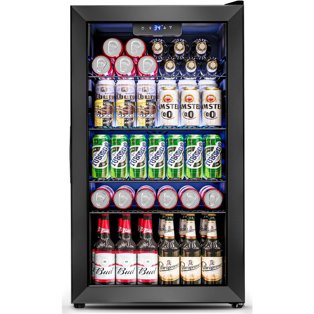 米国発送 ミニ冷蔵庫 3.2立方フィート ガラス扉付き飲料ク - Wine Beer Fridge Small のレビューと価格