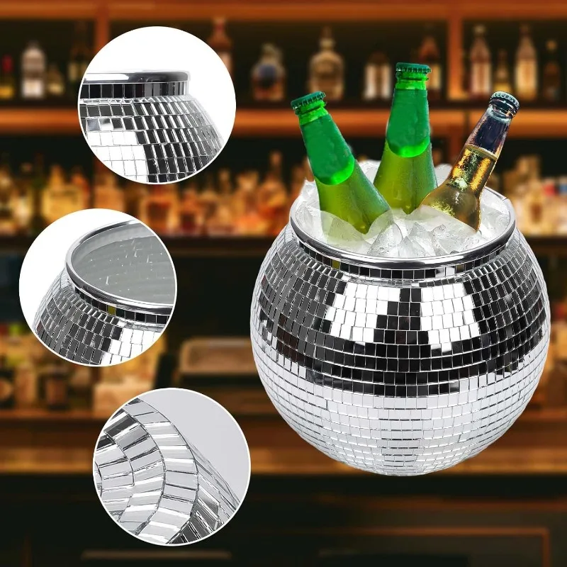 ディスコアイスボールバケットミラーシルバーパーティーシャンパ - Ice Bucket Silver のレビューと価格