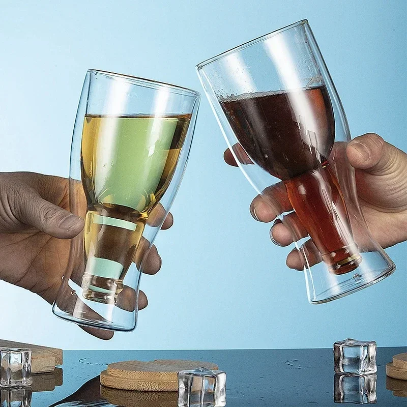 クリエイティブカクテルワイングラスマグ二重壁マグビールワイン - Wine Whiskey Beer のレビューと価格