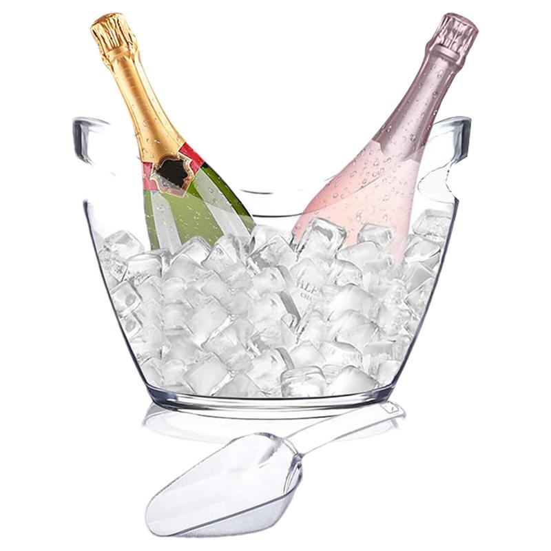 クリアアイスバケツ 飲料浴槽 スクープ2個付き ハンドル冷却 - Ice Bucket Silver のレビューと価格