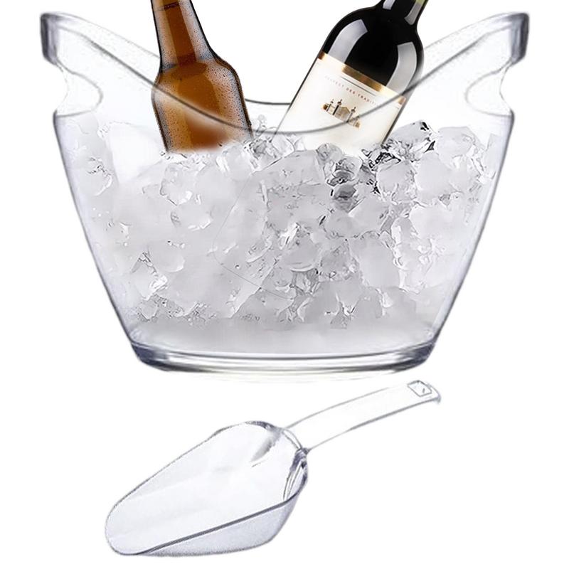 クリアアイスバケツ 飲料浴槽 スクープ2個付き ハンドル冷却 - Ice Bucket Silver のレビューと価格