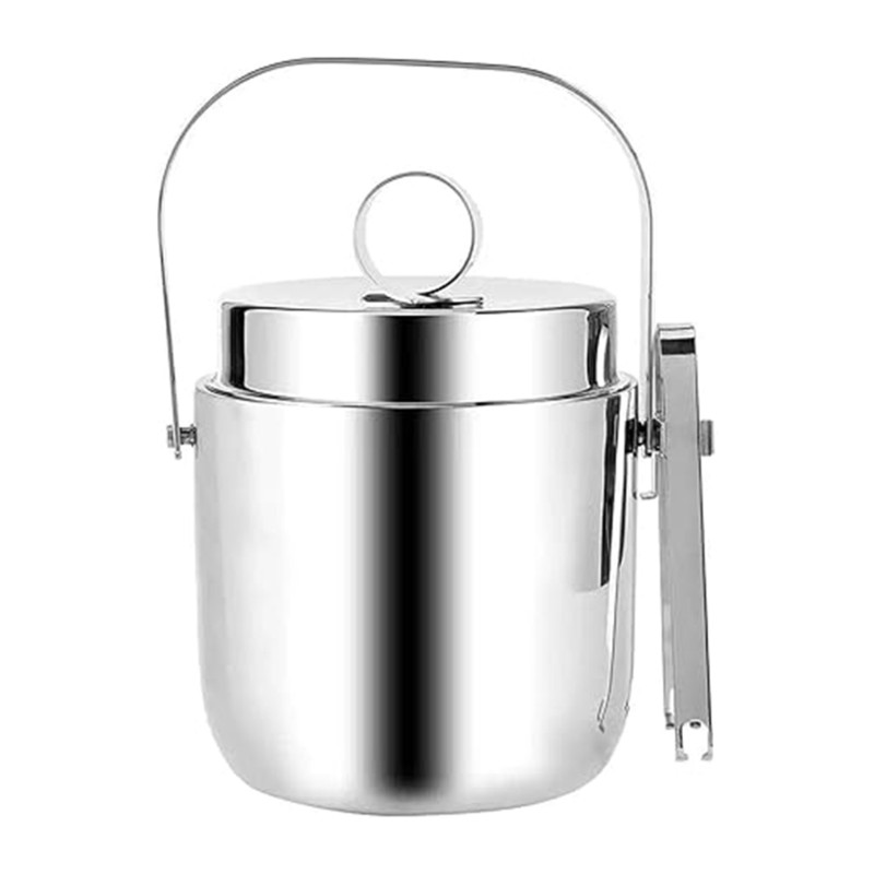 ABRE-アイスバケット ステンレススチール製 二重壁デザイ - Ice Bucket Silver のレビューと価格