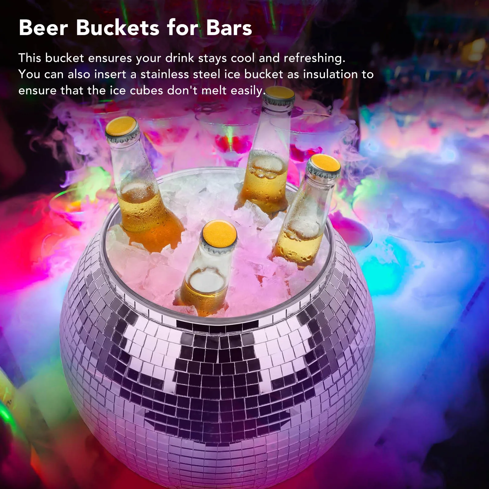 ディスコボール アイスバケツ プラスチック 大容量 パーティ - Ice Bucket Silver のレビューと価格