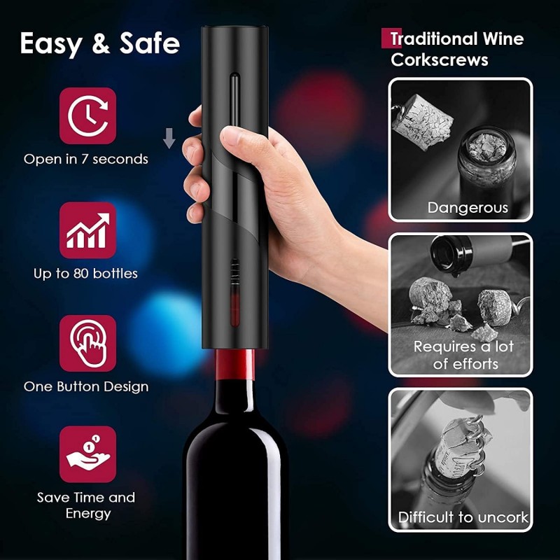 充電式多機能電動自動コークスクリューワインオープナーセットワ - Wine In Beer Bottle のレビューと価格