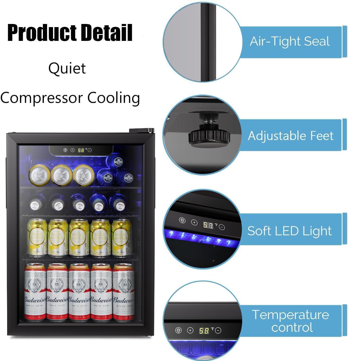 米国発送 ミニ冷蔵庫 ドリンククーラー 2.4立方フィート  - Wine Beer Fridge Small のレビューと価格