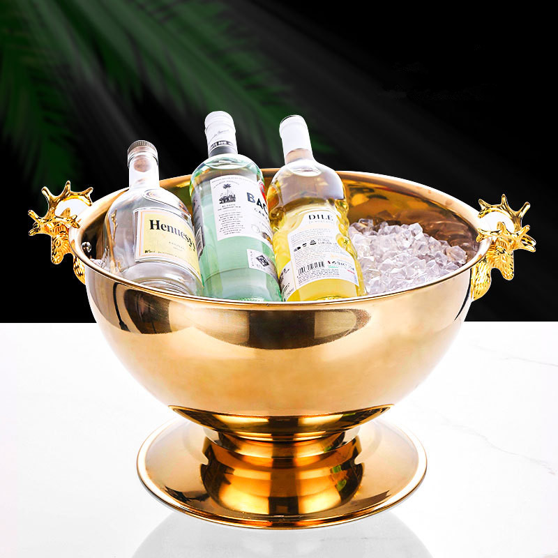 クリエイティブステンレス鋼鹿ヘッドデザインシャンパン盆地アイ - Ice Bucket Silver のレビューと価格