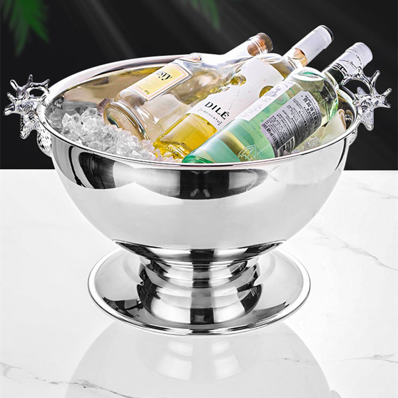 クリエイティブステンレス鋼鹿ヘッドデザインシャンパン盆地アイ - Ice Bucket Silver のレビューと価格