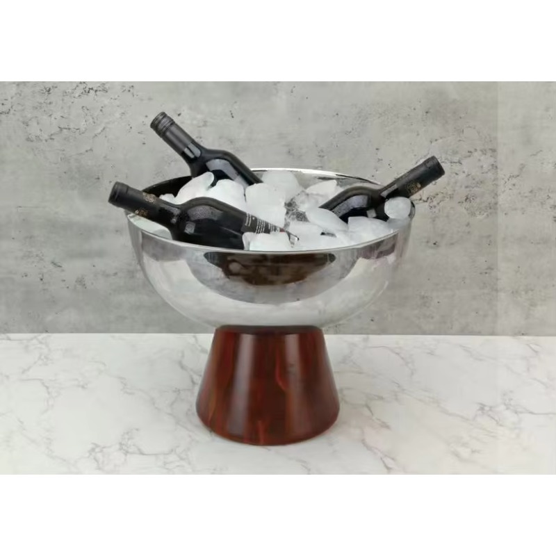 無垢材とカスタムメタル製のアイスバケツ（ブラケット付き）、パ - Ice Bucket Silver のレビューと価格