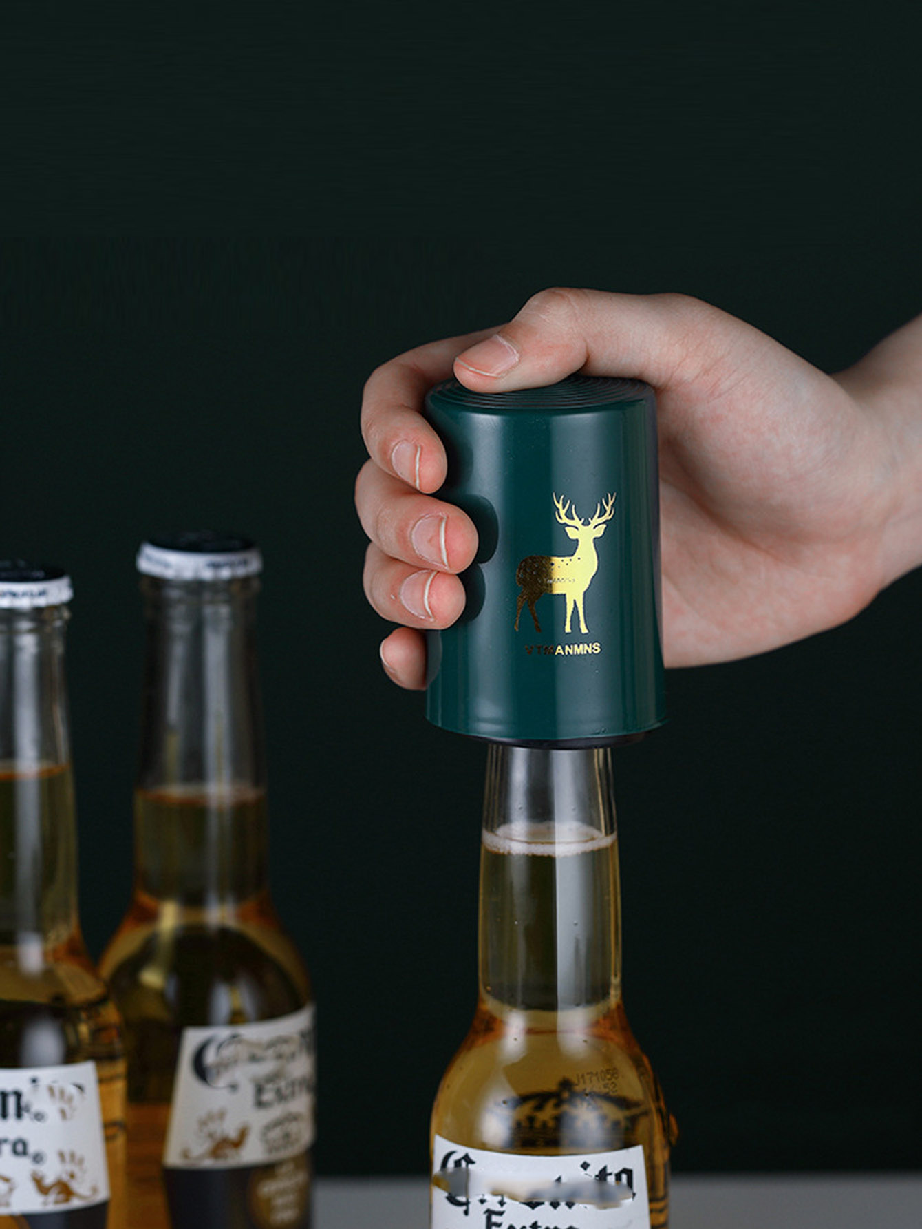 1 個自動ビール栓抜きステンレス鋼プレス蓋ビールコルク抜きツ - Wine In Beer Bottle のレビューと価格