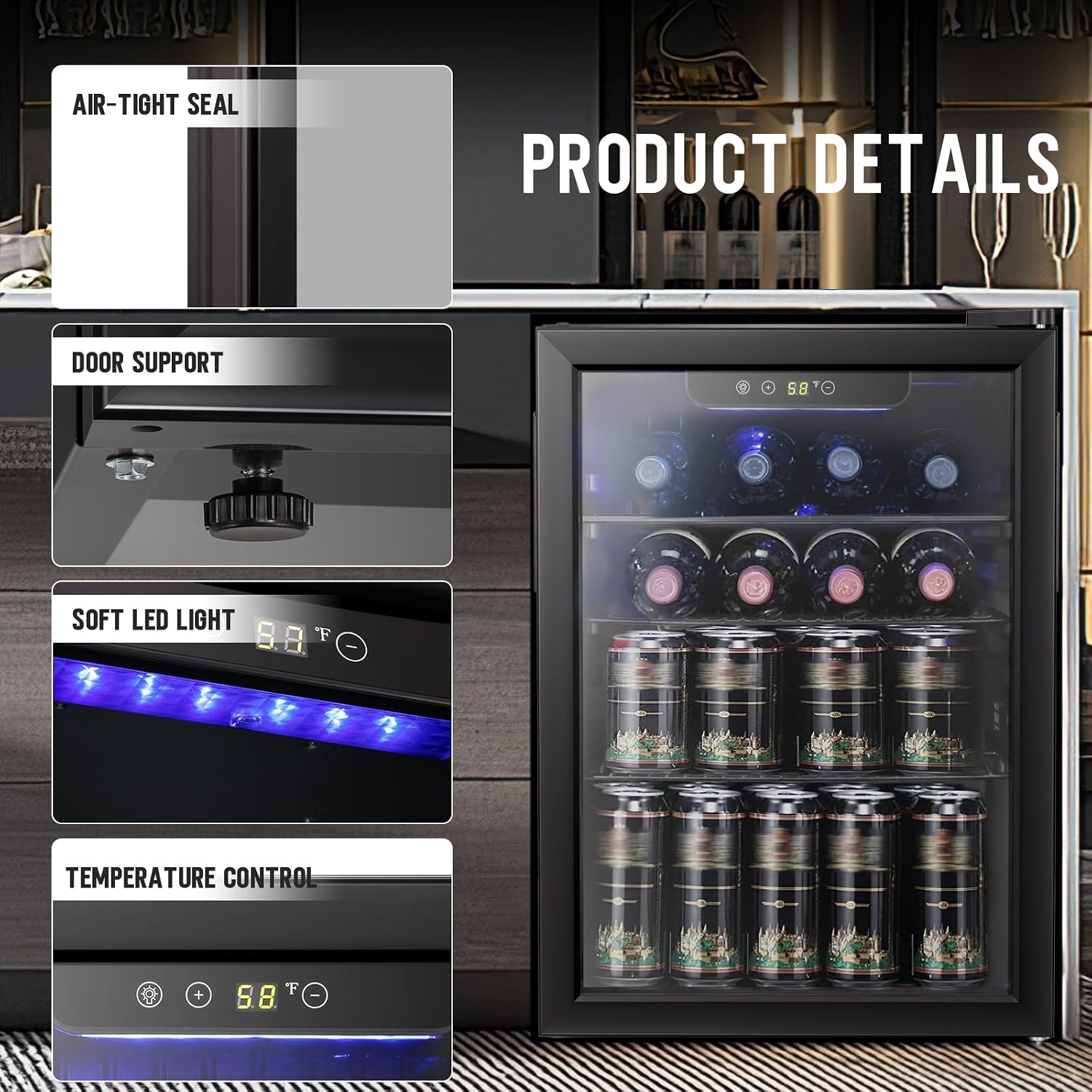 2.6立方フィート ワインクーラー/キャビネット型飲料冷蔵庫 - Wine Beer Fridge Small のレビューと価格