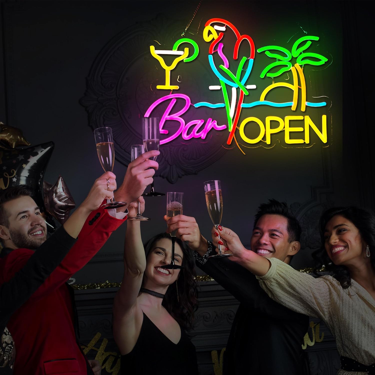 バーオープンネオンサインビジネスアートウォールライトUSB  - Beer & Wine Downtown のレビューと価格