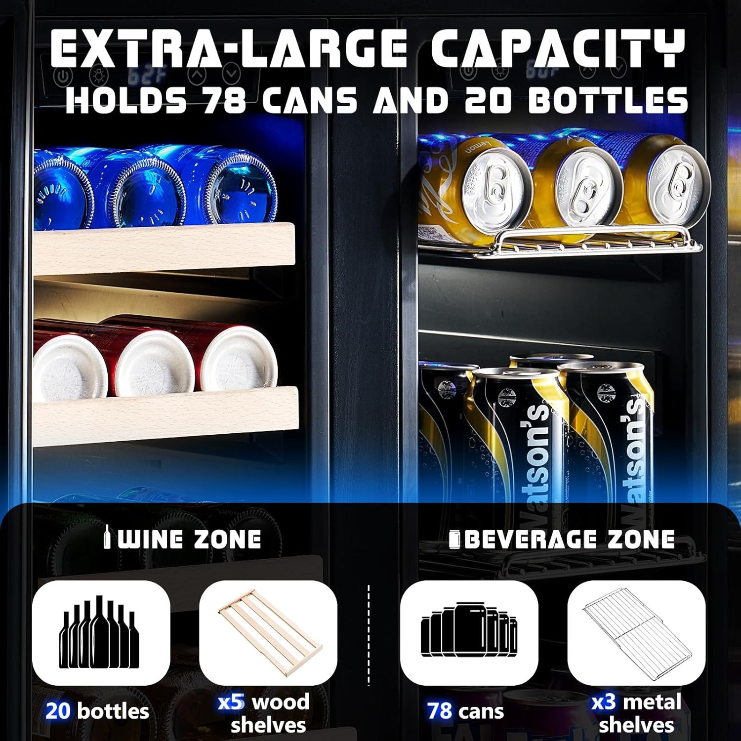 24インチ デュアルゾーン飲料クーラー、ガラス扉、自立式＆ア - Wine Beer Dual Zone のレビューと価格