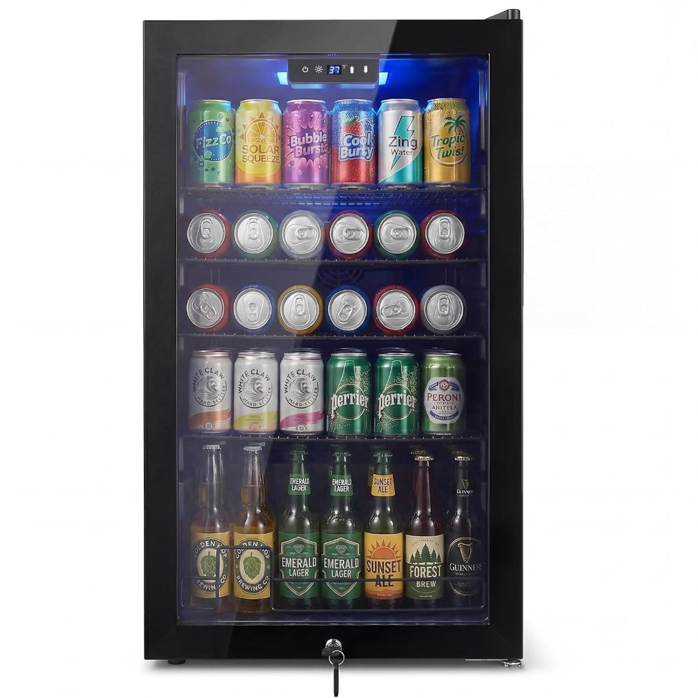 20インチミニ飲料冷蔵庫、130缶収納ガラス扉付き冷蔵庫（ソ - Wine Beer Fridge Small のレビューと価格