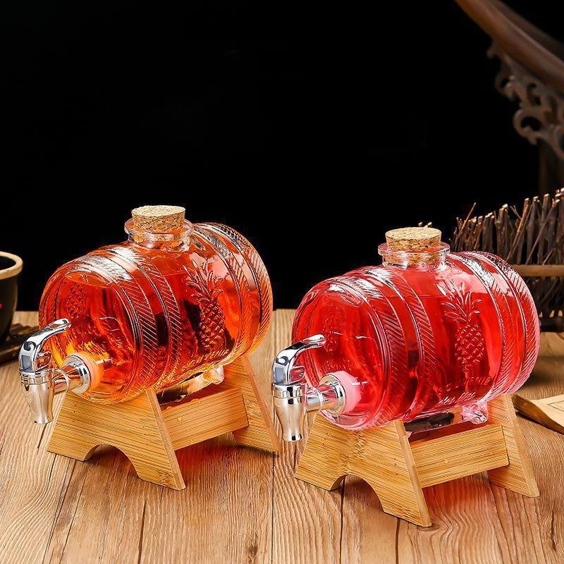 1Lガラス製ウイスキー樽ワイン樽ビール瓶フルーツ熟成アルコー - Wine Whiskey Beer のレビューと価格