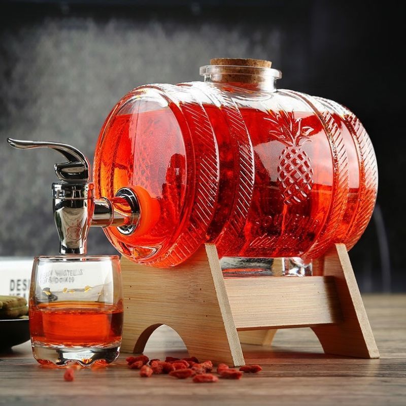 1Lガラス製ウイスキー樽ワイン樽ビール瓶フルーツ熟成アルコー - Wine Whiskey Beer のレビューと価格