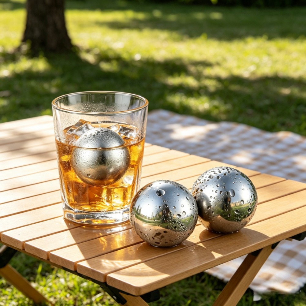再利用可能なアイスキューブ＆メタルチリングストーン 304ス - Ice Bucket Silver のレビューと価格