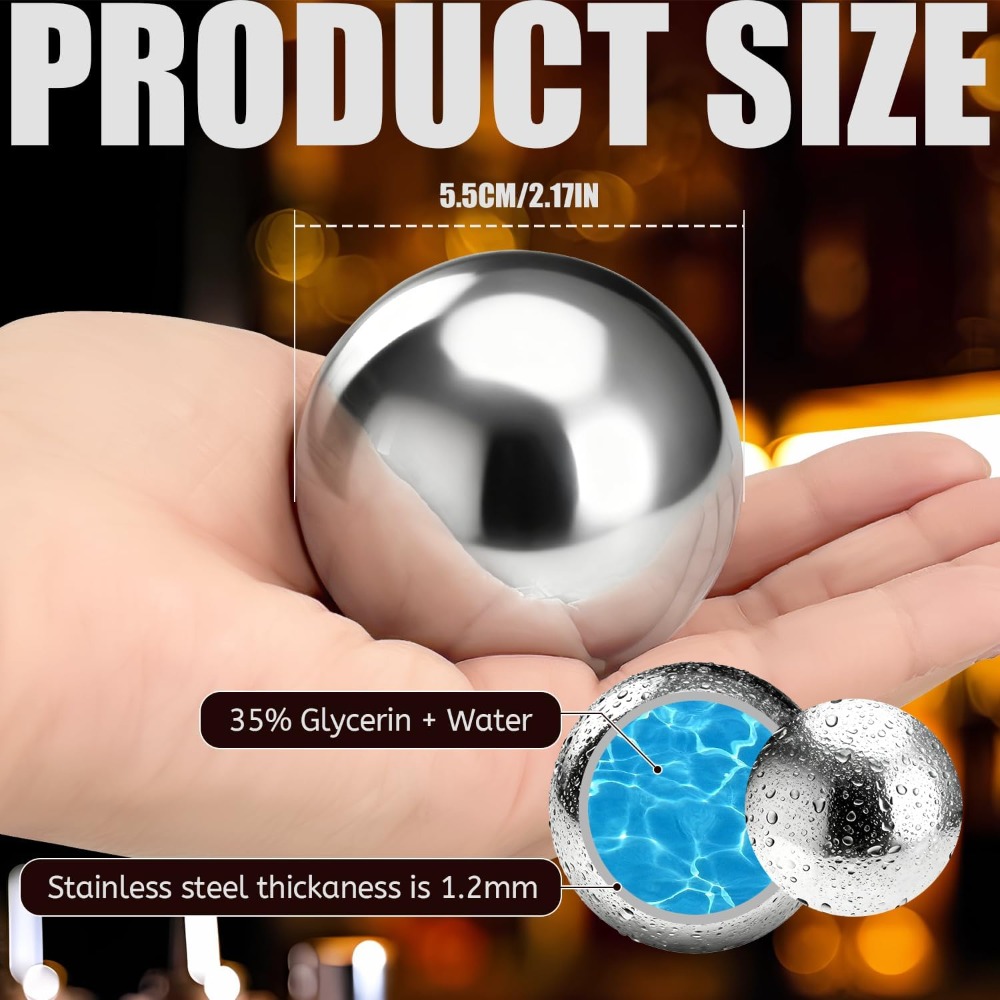 再利用可能なアイスキューブ＆メタルチリングストーン 304ス - Ice Bucket Silver のレビューと価格