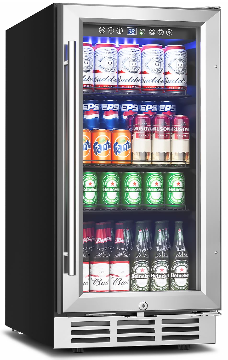 15インチアンダーカウンター飲料冷蔵庫、126缶収納、ガラス - Wine Beer Fridge Under Counter のレビューと価格