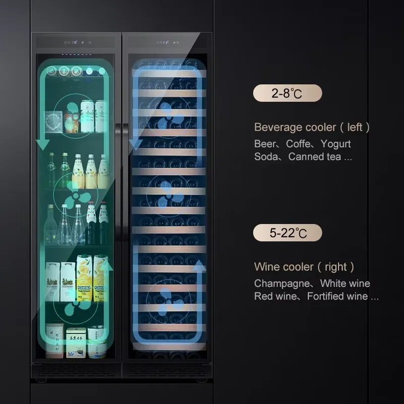 ビルトイン飲料冷蔵庫 ダブルドアワインクーラー 大容量ビール - Wine Beer Fridge Dual Zone のレビューと価格