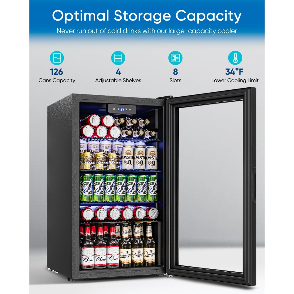 ガラス扉付きコンパクト飲料冷蔵庫 - ビール、ワイン、ソーダ - Wine Beer Fridge Small のレビューと価格